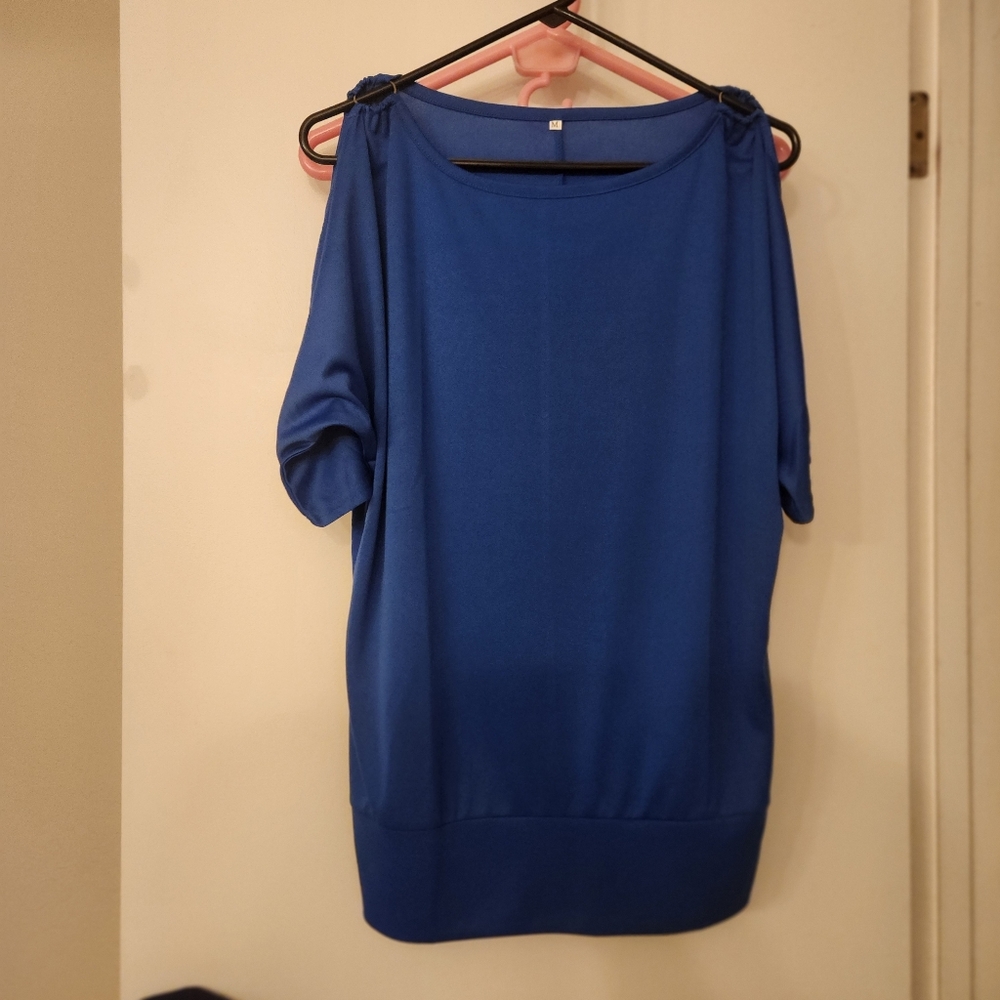Blue Cold shoulder Blouse